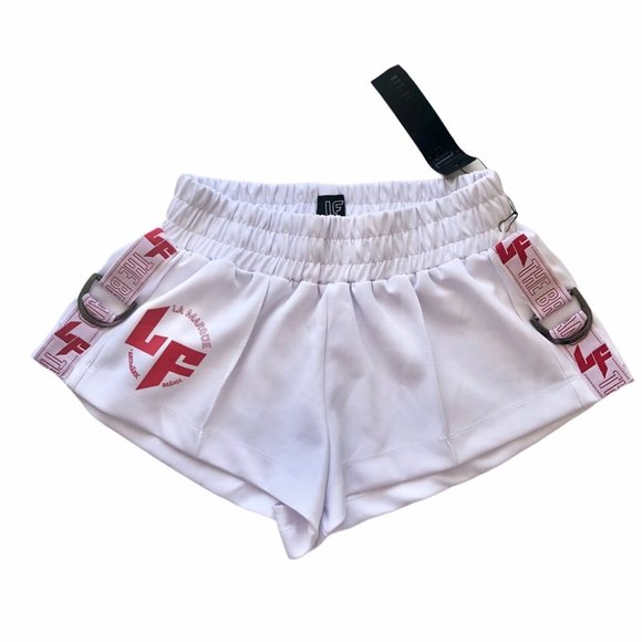 New LF The Brand White Red Shorts Elastic Waist S - Picture 1 of 8